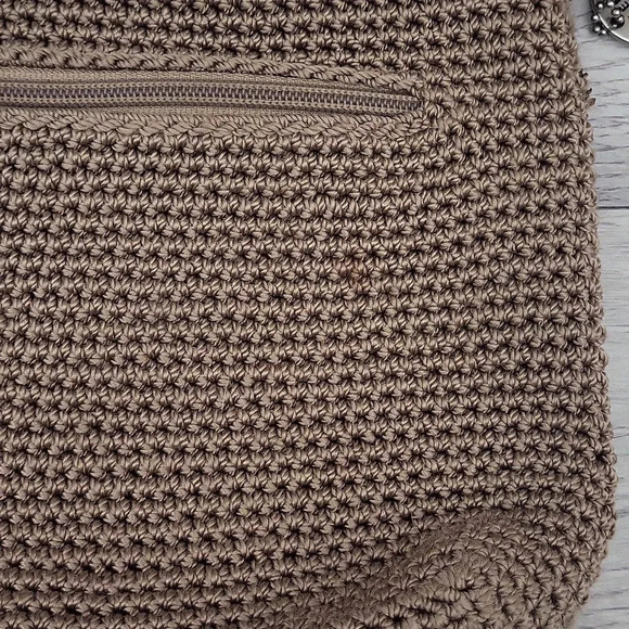 The Sak Taupe Handmade Crocheted Knit Woven Boho‎ Shoulder Bag - Picture 11 of 12